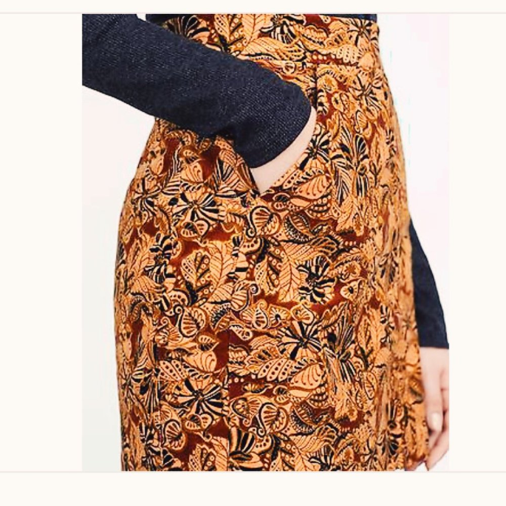 ZARA Corduroy Botanical Printed Mini Skirt